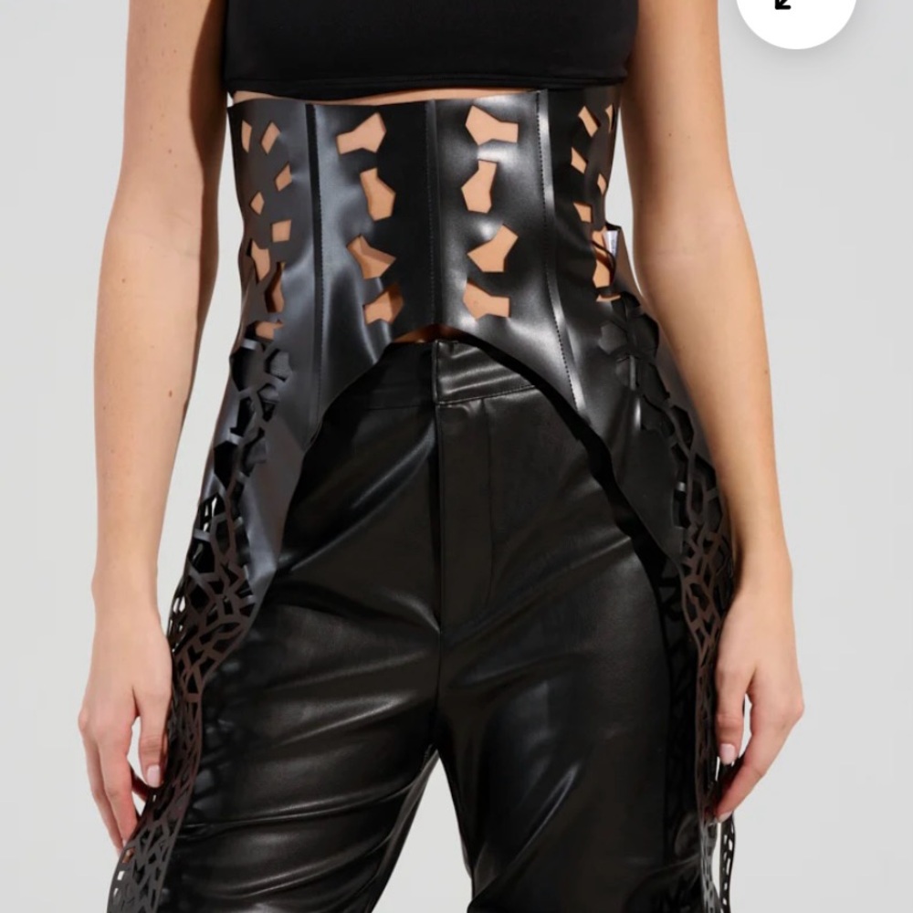 Black Cutout Leather PU Belt